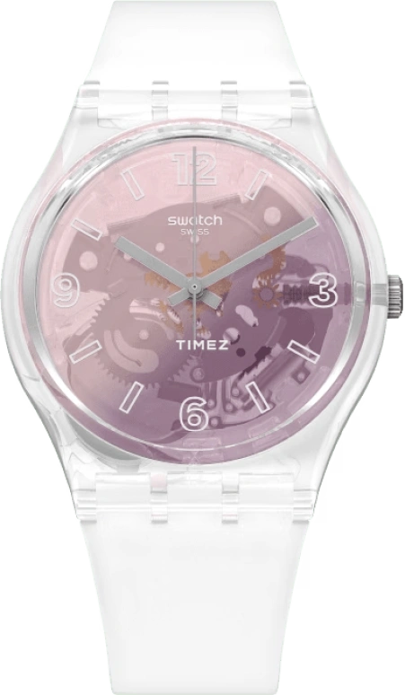 Swatch,Originals 34mm,34mm,Plastic,Pink,Quartz,Tonneau,Transparent,GE290
