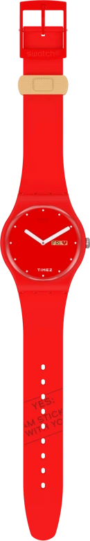 Swatch,Originals 41mm,41mm,Plastic,Red,Quartz,Date,Tonneau,SUOZ718
