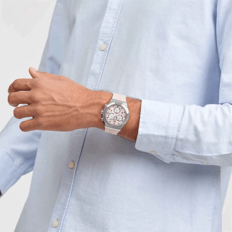 Swatch,IRONY 43mm,43mm,Stainless Steel,Pink,Quartz,Chronograph,Day,YVS532