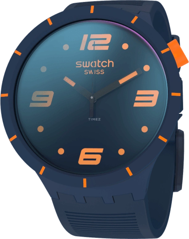 Swatch,THE BOLD 47mm,47mm,Plastic,Blue,Closed,SO27N110