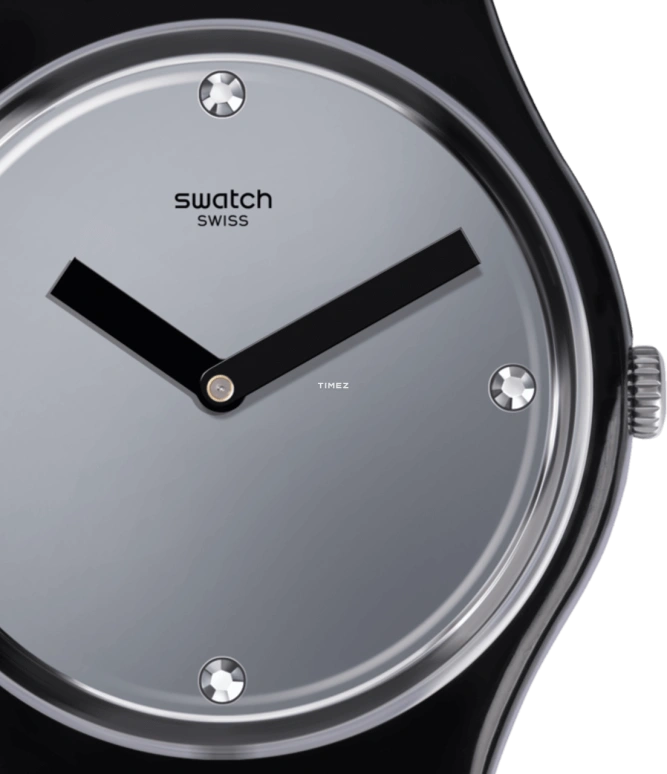 Swatch,Originals 34mm,34mm,Plastic,Grey,Quartz,Tonneau,Black,GB300