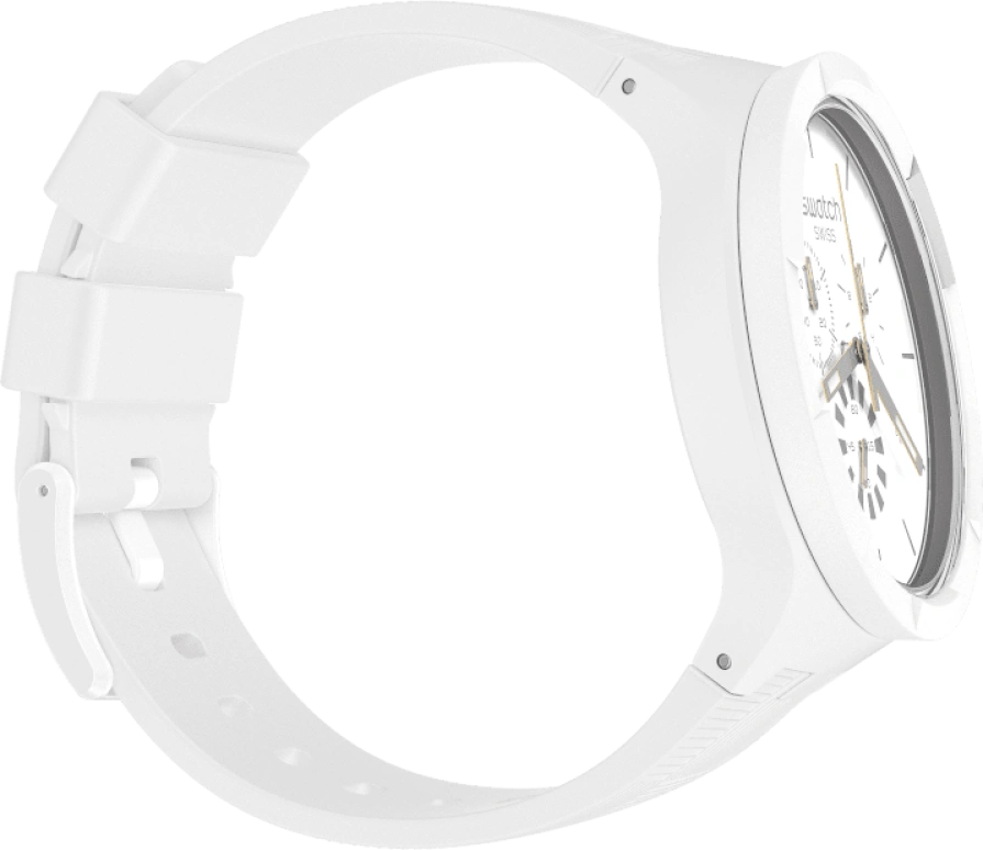 Swatch,THE BOLD 47mm,47mm,Plastic,White,Sapphire,Crystal Glass,SB02W400