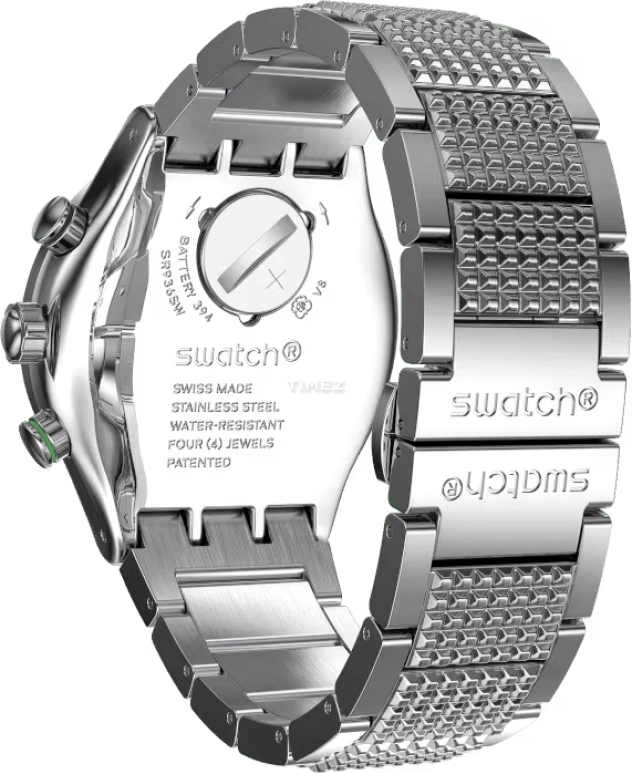 Swatch,IRONY 43mm,43mm,Stainless Steel,Black,Quartz,Chronograph,Tonneau,YVS100G