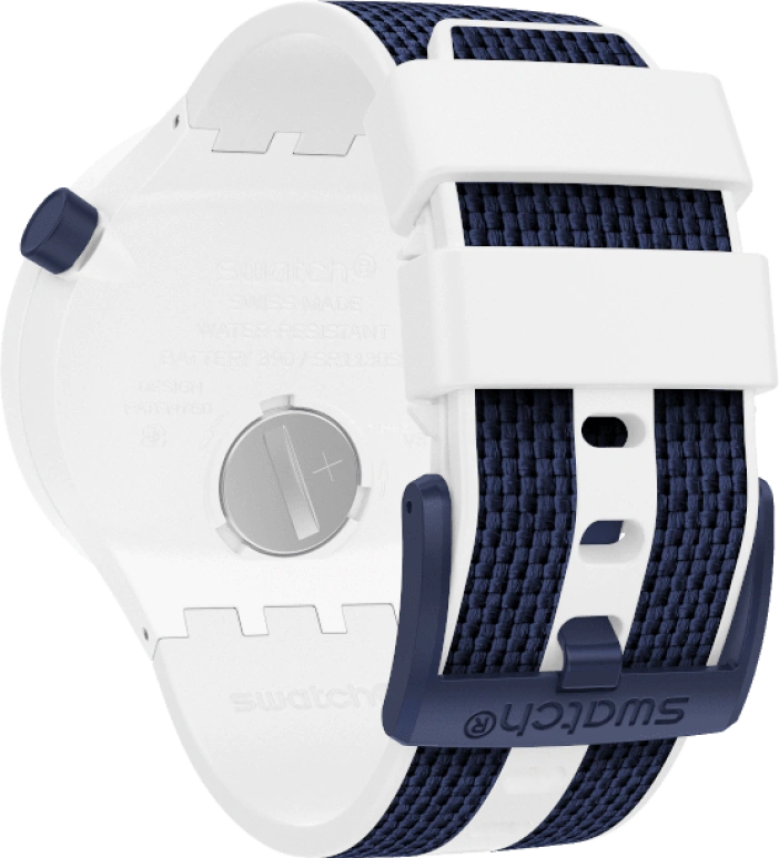 Swatch,THE BOLD 47mm,47mm,Plastic,White,Sapphire,Crystal Glass,Closed,SO27W102