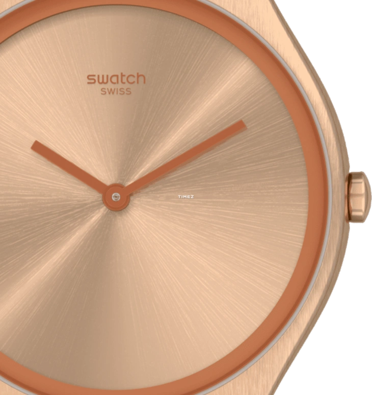 Swatch,SKIN 38mm,38mm,Stainless Steel,Pink,Quartz,Tonneau,Rose Gold,SYXG115