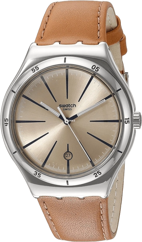 Swatch,Other 41mm,41mm,Stainless Steel,Silver,Yellow,Quartz,Day,Sapphire,Crystal Glass,YWS408C