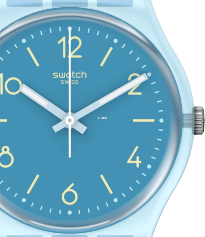 Swatch,Other 34mm,34mm,Bio-sourced,Blue,Turquoise,Quartz,Sapphire,Crystal Glass,Round,SO28S101