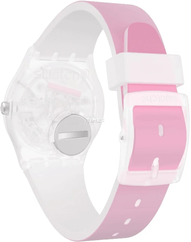 Swatch,Originals 34mm,34mm,Plastic,Pink Red,Quartz,Sapphire,Crystal Glass,Tonneau,GE273