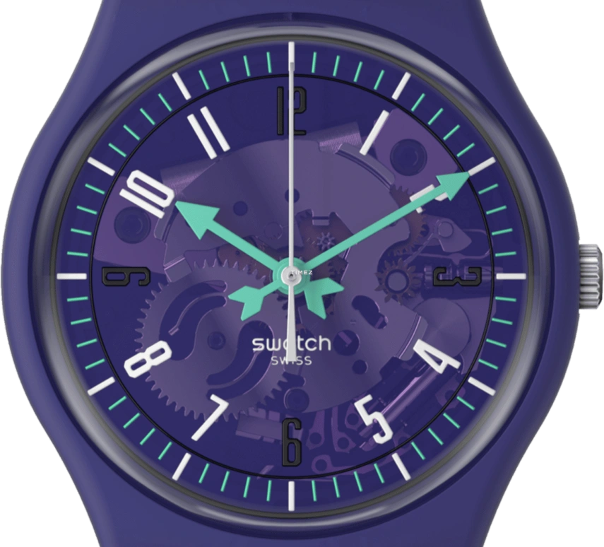 Swatch,Originals 34mm,34mm,Bio-sourced,Purple,Quartz,Sapphire,Crystal Glass,Round,SO28V102