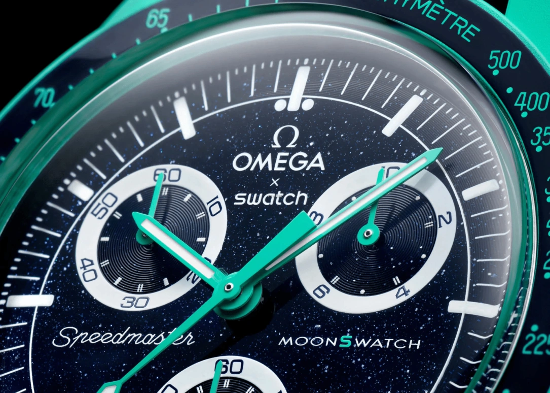 Swatch,MoonSwatch 42mm,42mm,Bioceramic,Blue,Quartz,Chronograph,Bio-sourced,Glass,SO33L103