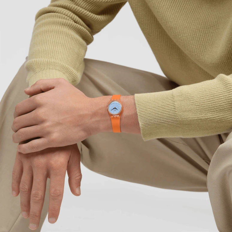 Swatch,Originals 25mm,25mm,Plastic,Blue,Quartz,Tonneau,Orange,LO116