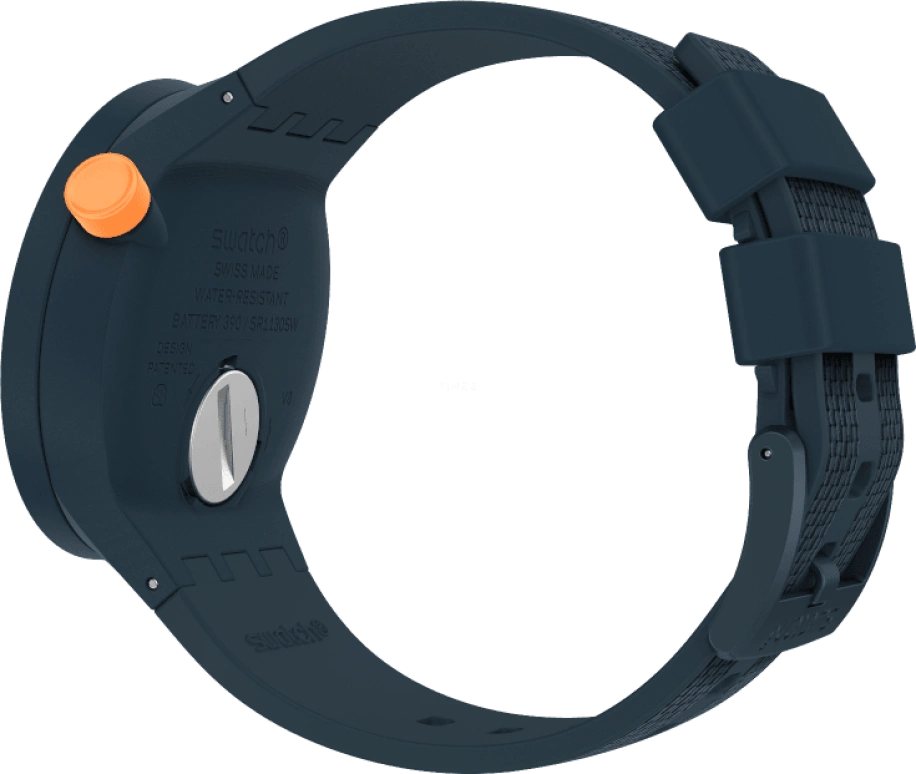Swatch,THE BOLD 47mm,47mm,Plastic,Blue,Sapphire,Crystal Glass,Closed,SO27N107