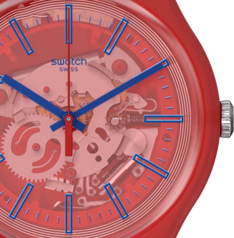 Swatch,Other 41mm,41mm,Bio-sourced,Red,Quartz,Sapphire,Crystal Glass,Round,SO29R107,SO29R107-5300