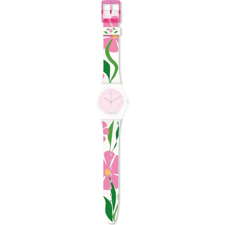 Swatch,Originals 34mm,34mm,Plastic,Pink Red,Quartz,Tonneau,White,GZ304