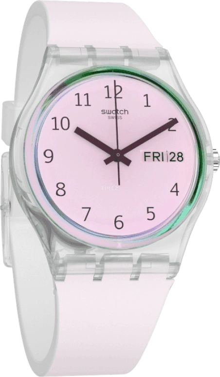Swatch,Originals 34mm,34mm,Plastic,Pink,Green,Sapphire,Crystal Glass,GE714