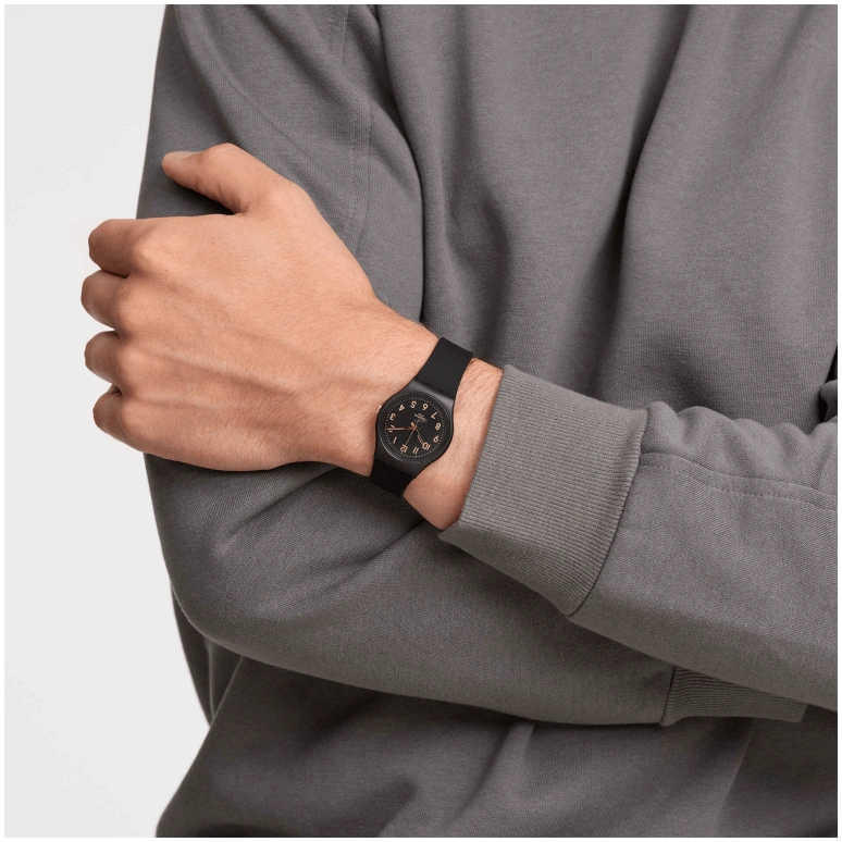 Swatch,Originals 34mm,34mm,Plastic,Black,Quartz,Round,GB274