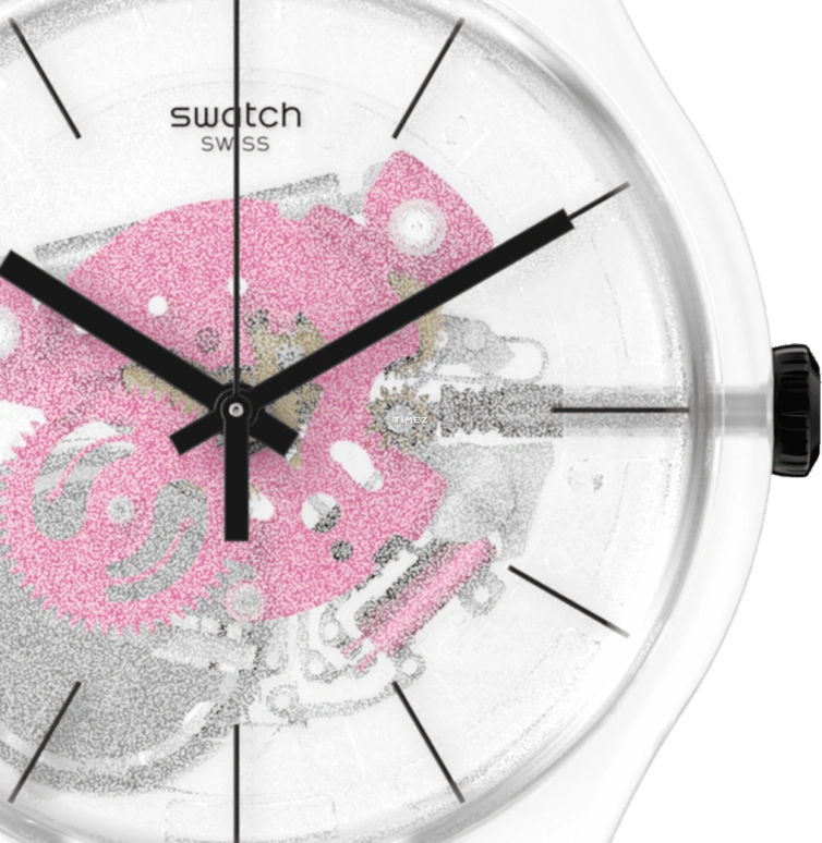 Swatch,Originals 41mm,41mm,Bioceramic,Transparent,Quartz,Tonneau,SO29K107