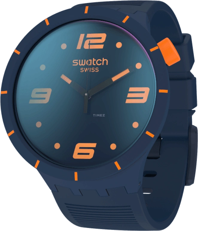 Swatch,THE BOLD 47mm,47mm,Plastic,Blue,Closed,SO27N110