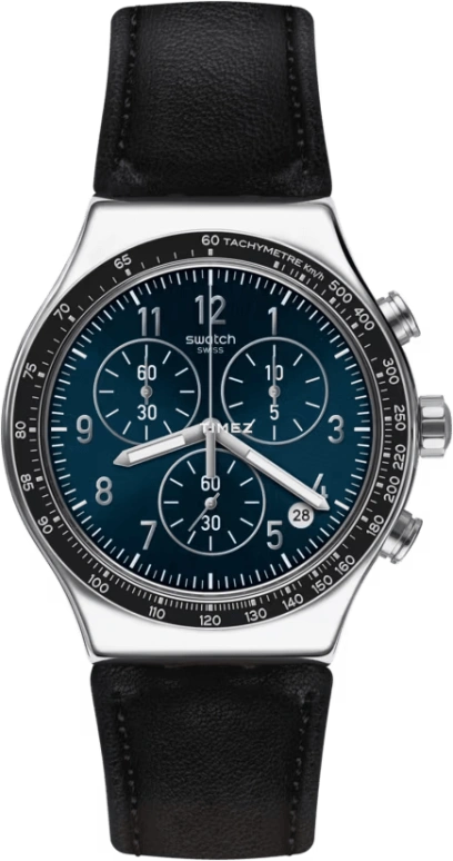 Swatch,IRONY 43mm,43mm,Stainless Steel,Blue,Quartz,Chronograph,Day,YVS448
