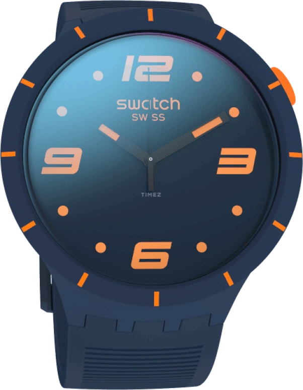 Swatch,THE BOLD 47mm,47mm,Plastic,Blue,Closed,SO27N110