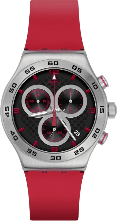 Swatch,Other 43mm,43mm,Stainless Steel,Black,Quartz,Chronograph,Day,YVS524