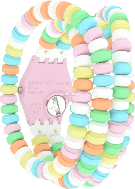Swatch,Originals 25mm,25mm,Plastic,Green,Quartz,Round,Pink,LP135