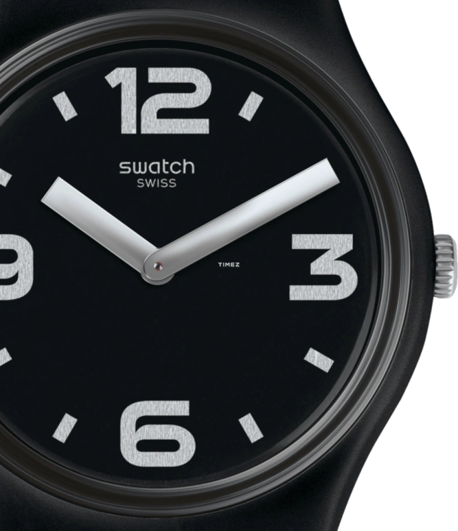 Swatch,Originals 34mm,34mm,Plastic,Black,Quartz,Sapphire,Crystal Glass,Round,GB299C