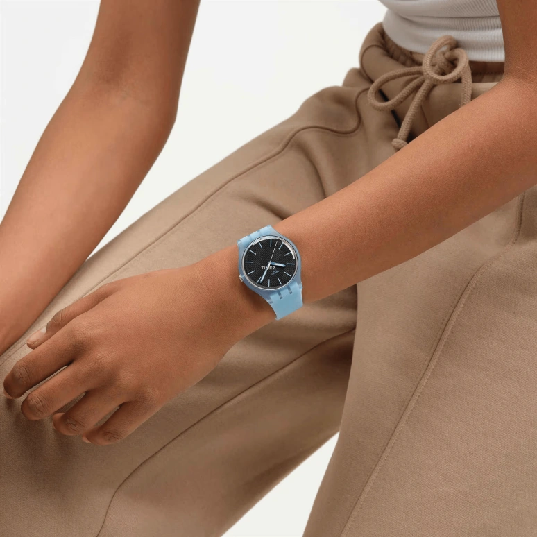 Swatch,Originals 41mm,41mm,Bio-sourced,Black,Quartz,Bio-sourced,Glass,Round,SO29L101