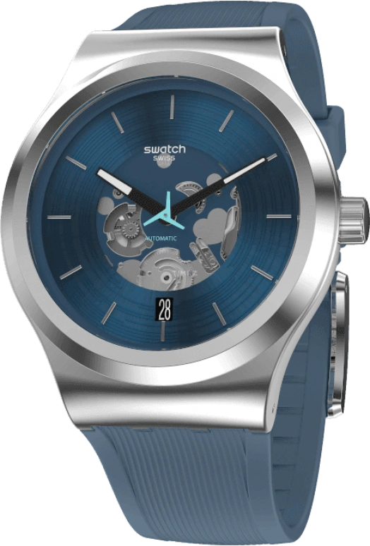 Swatch,IRONY 42mm,42mm,Stainless Steel,Blue,Open,YIS430