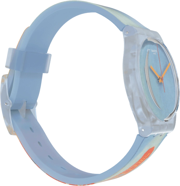 Swatch,Originals 34mm,34mm,Plastic,Blue,Quartz,Sapphire,Crystal Glass,Round,GZ357