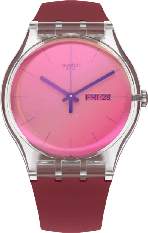 Swatch,Originals 41mm,41mm,Plastic,Pink,Sapphire,Crystal Glass,SUOK717