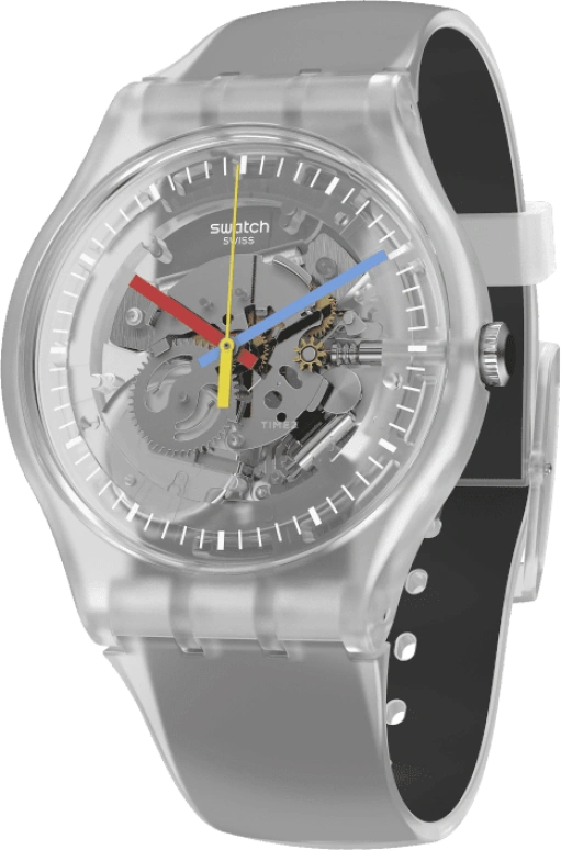 Swatch,Originals 41mm,41mm,Plastic,Skeleton,Quartz,Round,Transparent,SUOK157