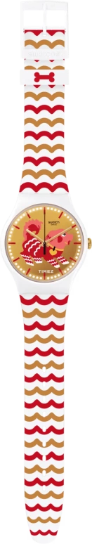 Swatch,Special Edition 41mm,41mm,Plastic,Yellow,Quartz,Round,White,SUOZ266