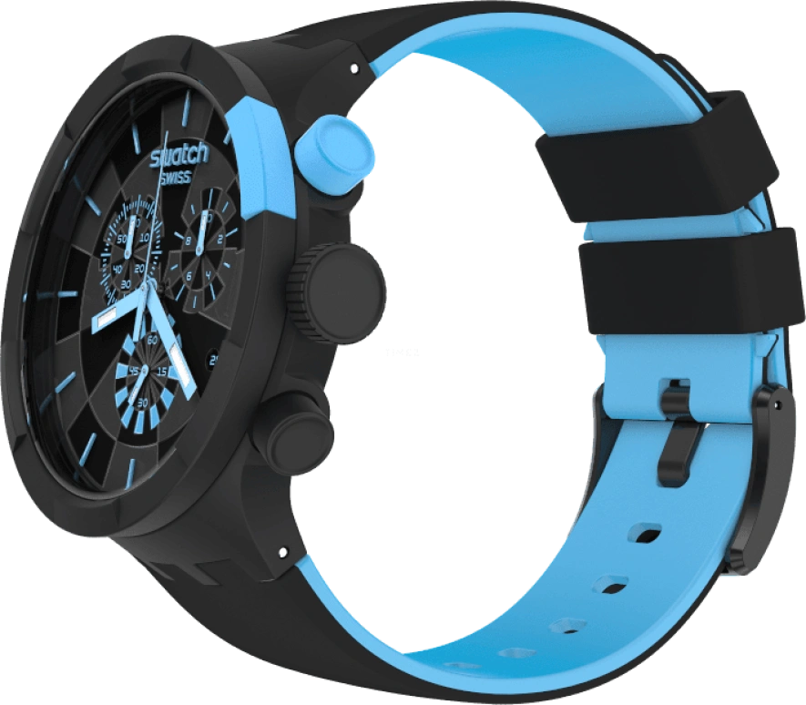 Swatch,THE BOLD 47mm,47mm,Plastic,Black,Sapphire,Crystal Glass,Closed,SB02B401
