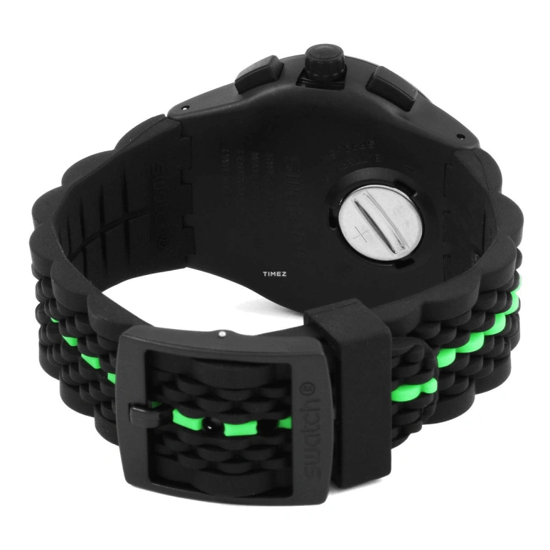 Swatch,Originals 42mm,42mm,Plastic,Black,Quartz,Chronograph,Day,SUSB409