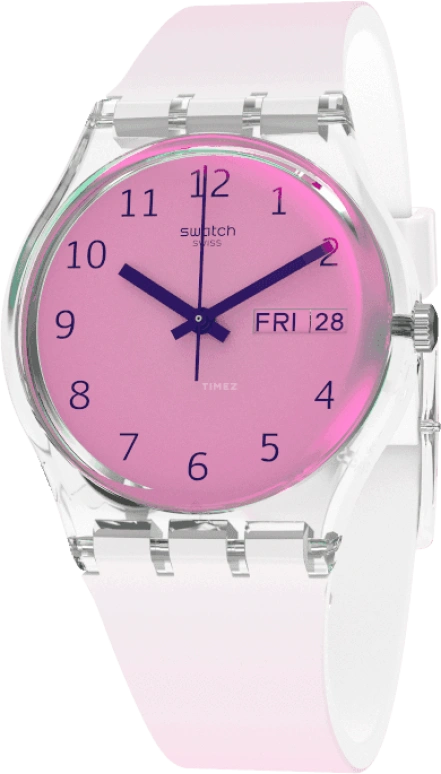 Swatch,Originals 34mm,34mm,Plastic,Pink,Sapphire,Crystal Glass,GE719