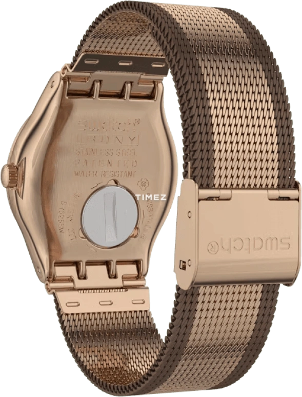 Swatch,IRONY 33mm,33mm,Stainless Steel,Brown,Quartz,Day,Sapphire,Crystal Glass,YLG408M