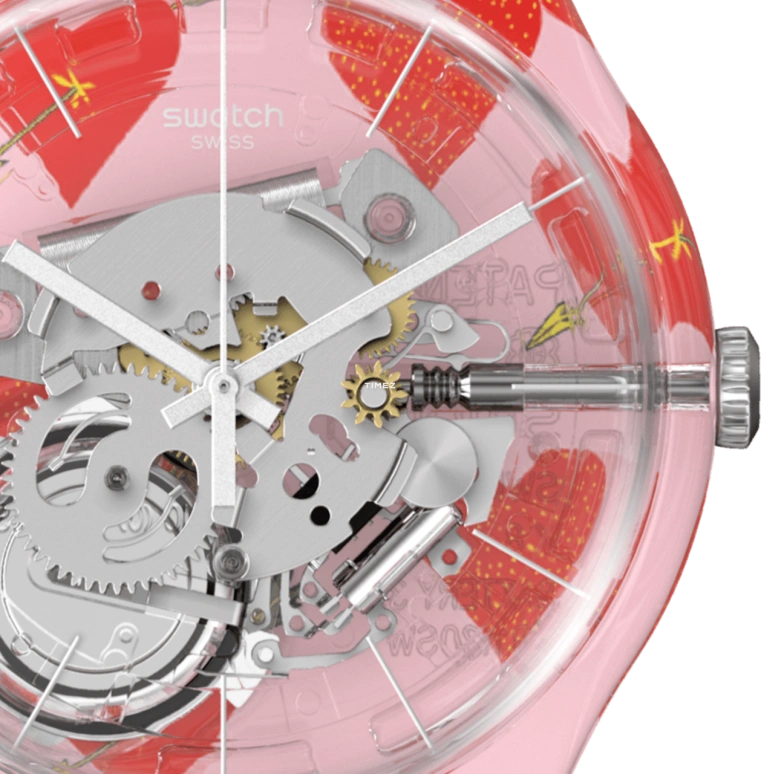 Swatch,Originals 41mm,41mm,Plastic,Pink,Quartz,Tonneau,SUOK145,SUOK145-014