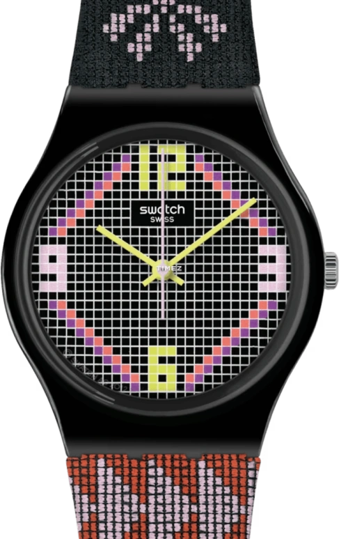 Swatch,Other 34mm,34mm,Plastic,Black,Quartz,Tonneau,GB273