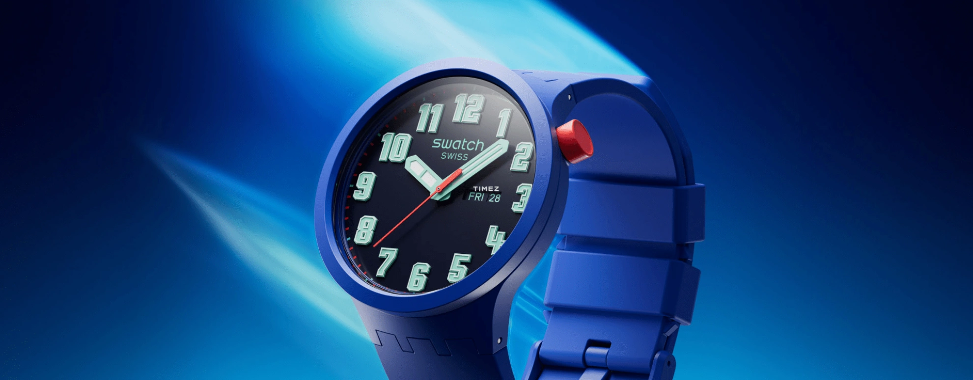 Swatch,THE BOLD 47mm,47mm,Plastic,Blue,Quartz,Date,Day,SB01N700