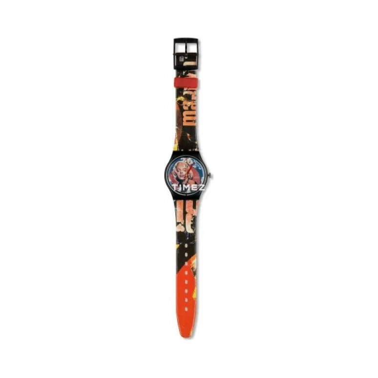 Swatch,Other 34mm,34mm,Plastic,Multi-Color,Quartz,Sapphire,Crystal Glass,Tonneau,GZ133