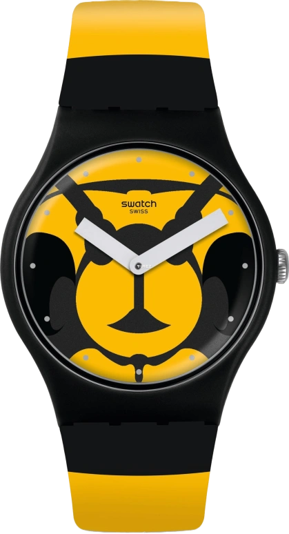 Swatch,Originals 41mm,41mm,Plastic,Yellow,Quartz,Tonneau,Black,SUOB149