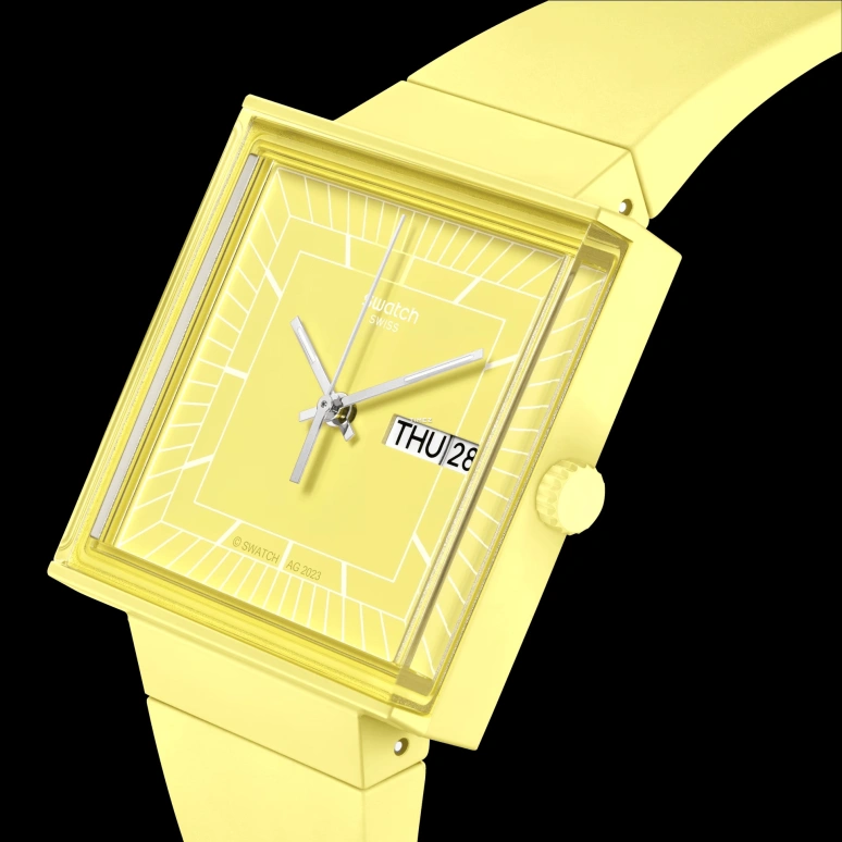 Swatch,Originals 41.80mm,41.80mm,Bioceramic,Yellow,Quartz,Date,Day,SO34J700