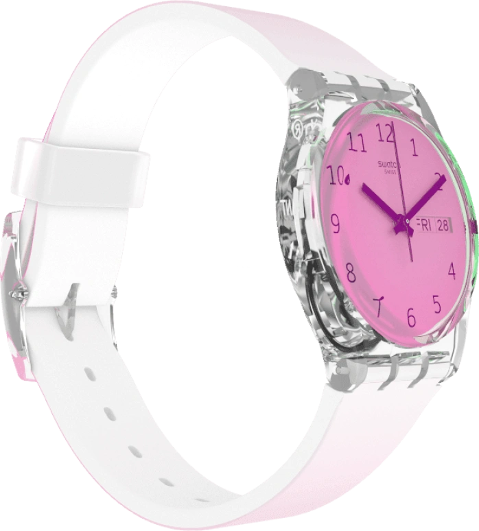 Swatch,Originals 34mm,34mm,Plastic,Pink,Sapphire,Crystal Glass,GE719
