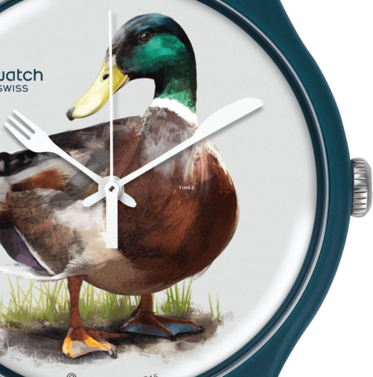 Swatch,Originals 47.40mm,47.40mm,Plastic,Silver White,Multi-Color,Quartz,Tonneau,Blue,Green,SUON118