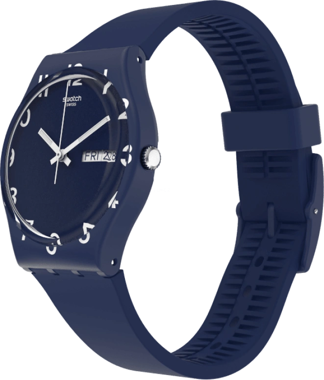Swatch,Originals 39.20mm,39.20mm,Plastic,Blue,Sapphire,Crystal Glass,Closed,GN726