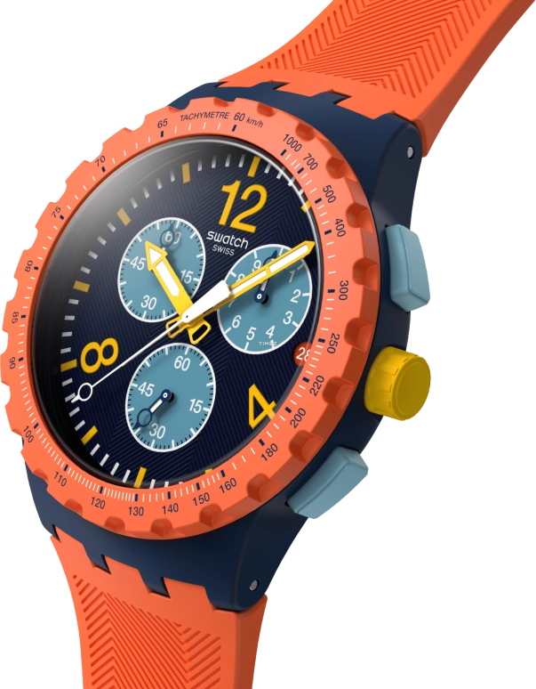 Swatch,Originals 42mm,42mm,Composite,Blue,Quartz,Chronograph,Day,SUSI400