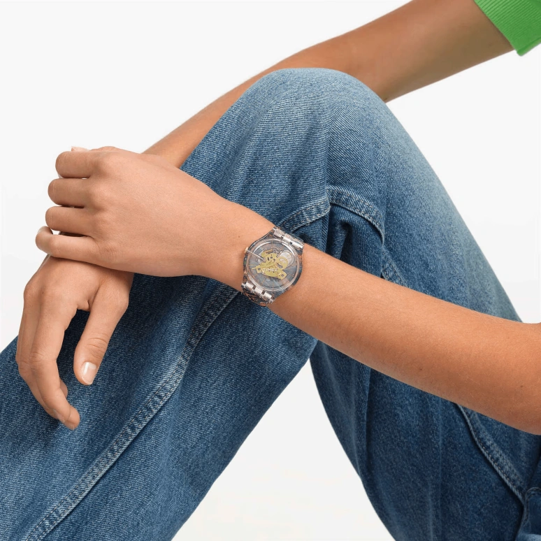 Swatch,Originals 41mm,41mm,Plastic,Multi-Color,Transparent,Quartz,Round,Transparent,SUOK147,SUOK147-037