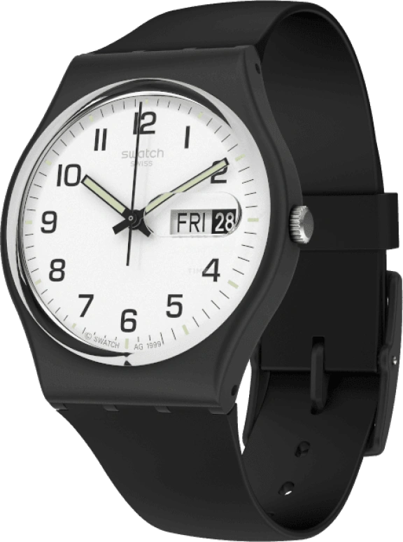 Swatch,Originals 34mm,34mm,Plastic,White,Quartz,Date,Day,GB743