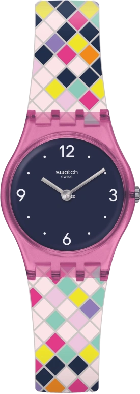 Swatch,Originals 25mm,25mm,Plastic,Blue,Quartz,Tonneau,Pink,LP153